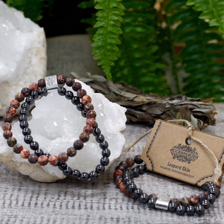 Magnetic Gemstone Leopard Skin Fashion Bracelet - Magnetic Jewelry with Gemstones