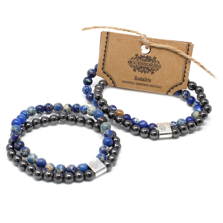 Magnetic Sodalite Gemstone Bracelet - Crystal Therapy Healing Jewelry