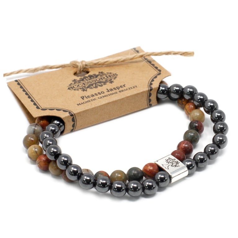Magnetic Picasso Jasper Gemstone Healing Bracelet