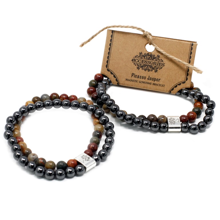 Magnetic Picasso Jasper Gemstone Healing Bracelet