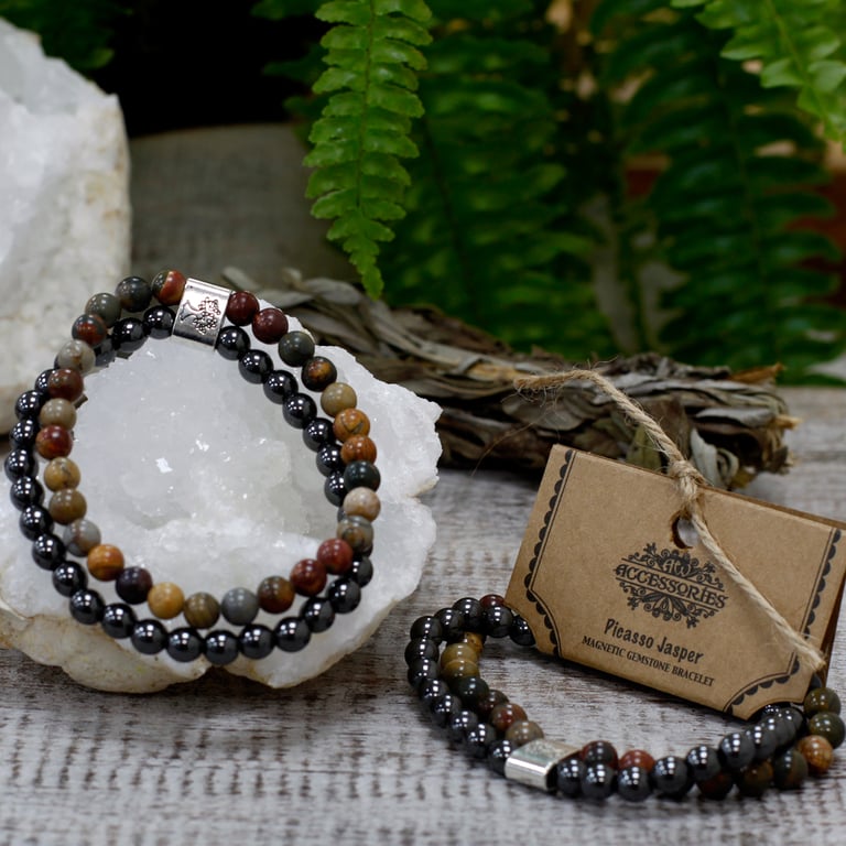 Magnetic Picasso Jasper Gemstone Healing Bracelet