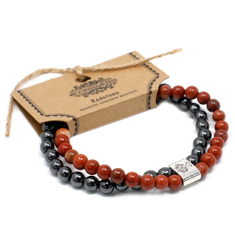 Magnetic Gemstone Redstone Bracelet - Adjustable Strength, Stylish Stone Accessory