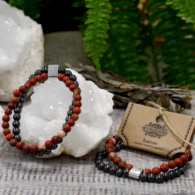 Magnetic Gemstone Redstone Bracelet - Adjustable Strength, Stylish Stone Accessory