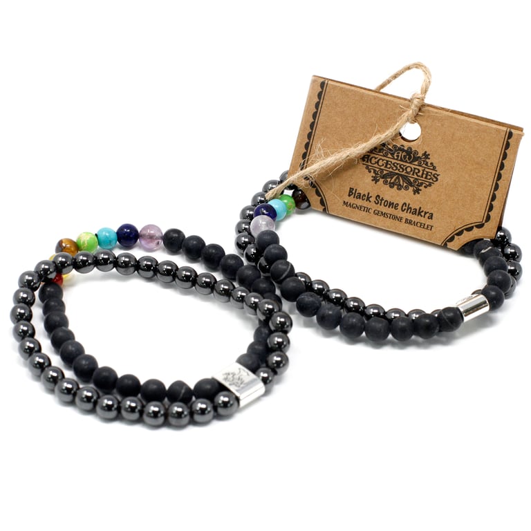 Magnetic Gemstone Chakra Healing Bracelet - Black Stone Aligns Energy