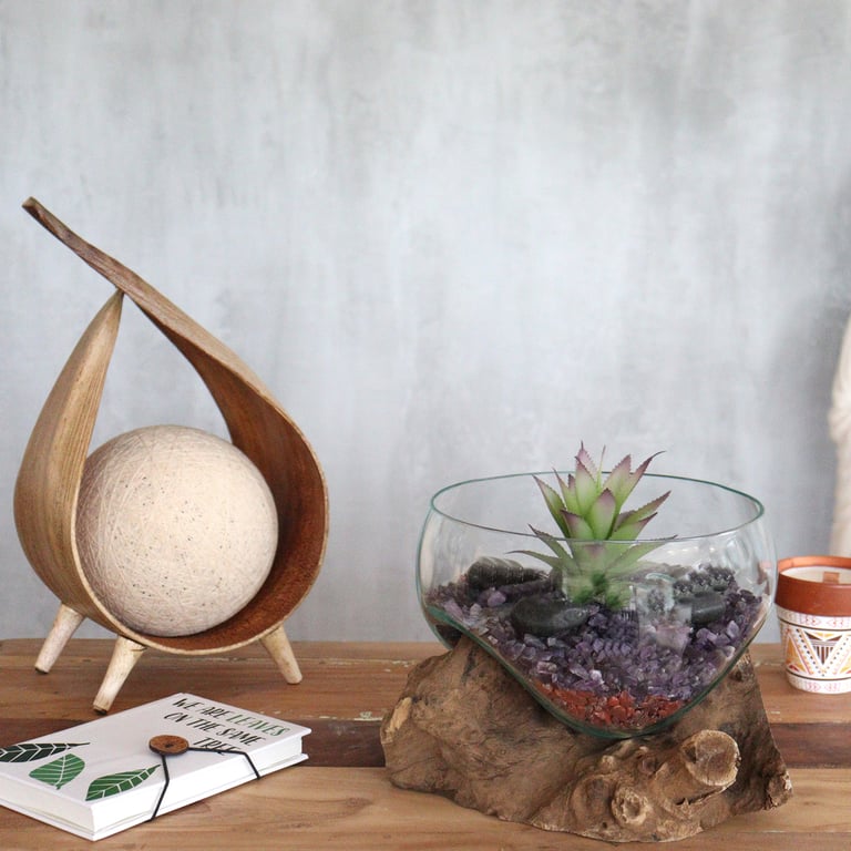 Handblown Glass Bowl (Large) - Molten Wood Base