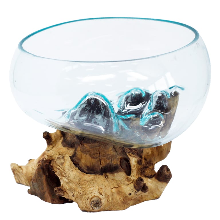 Handblown Glass Bowl (Large) - Molten Wood Base