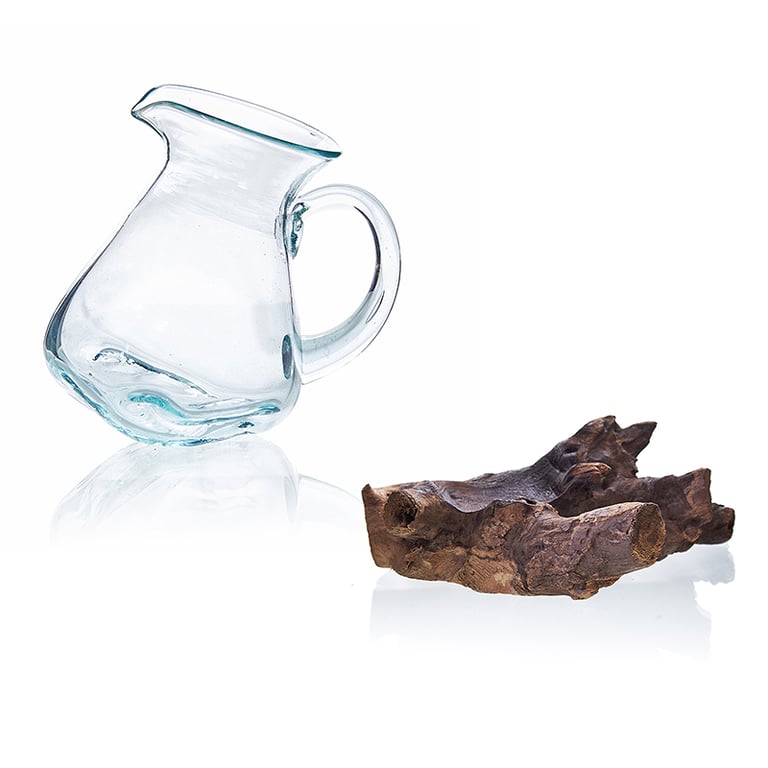 Handblown Glass Water Jug on Wood - Durable & Elegant Design by Artisanal Crafts
