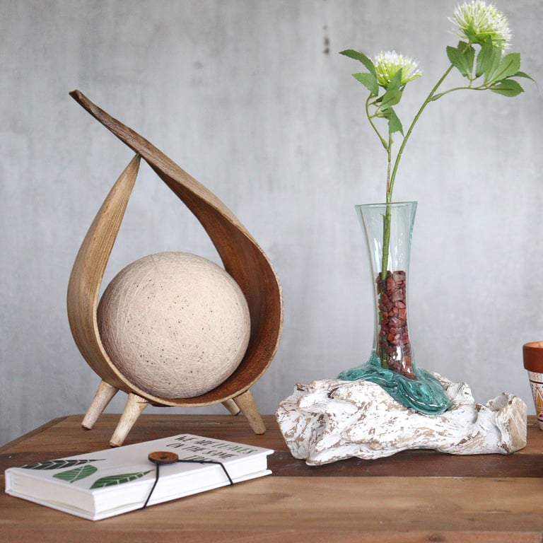 Glass Vase (Molten on Whitewash Wood) - Medium Size