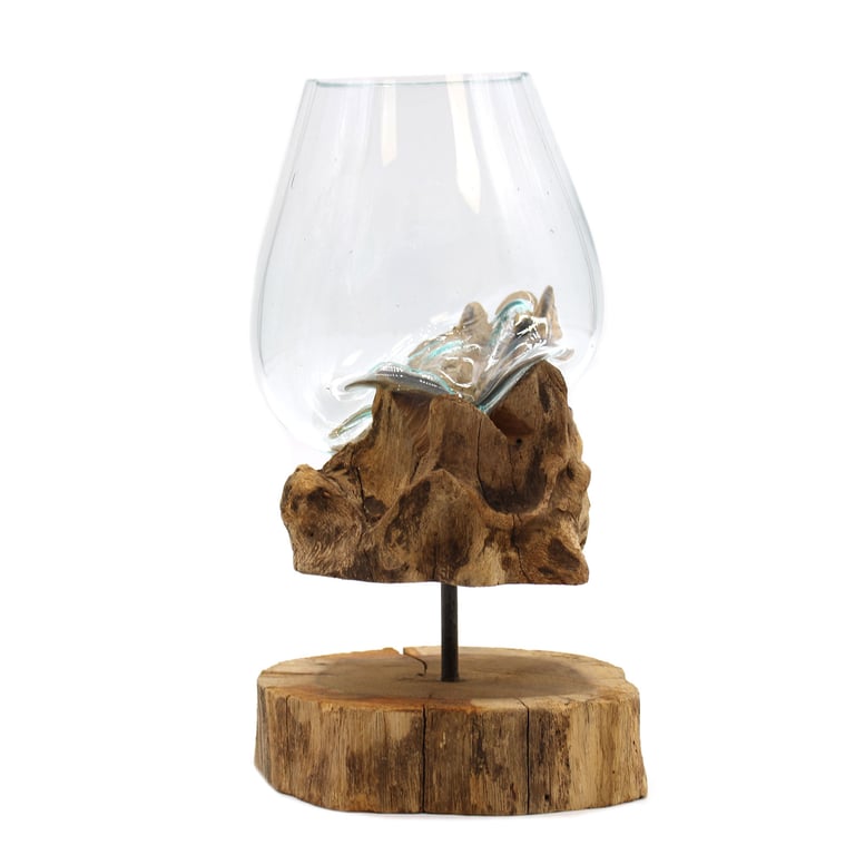 Large Molten Glass Bowl with Stand - Durable Design (Brand Name)