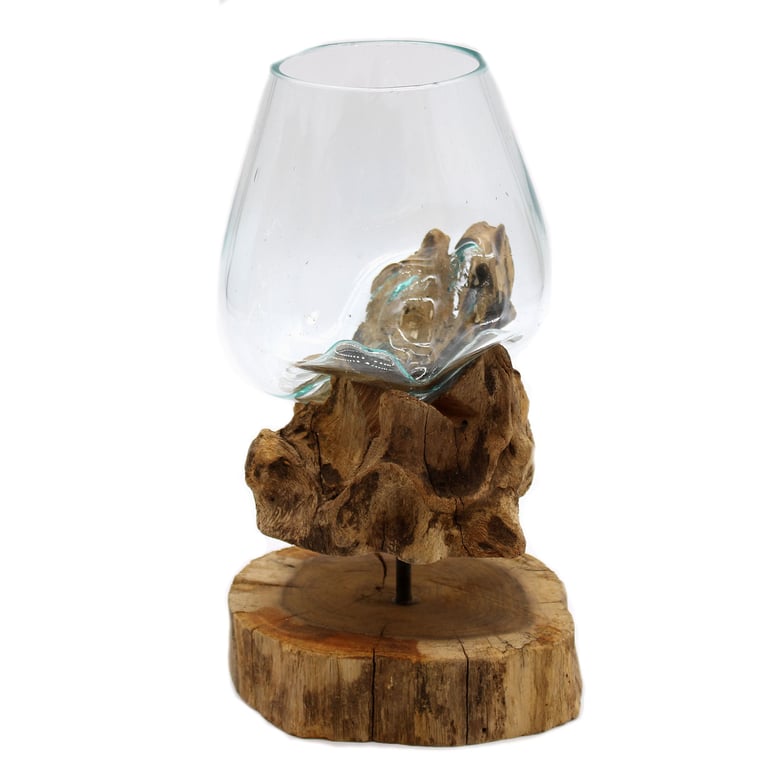Large Molten Glass Bowl with Stand - Durable Design (Brand Name)