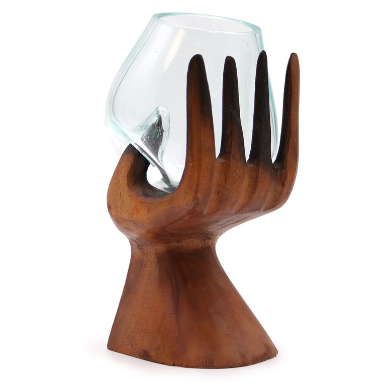 Glass Sculpture Artwork - Hand Carved with Molten Glass Bowl