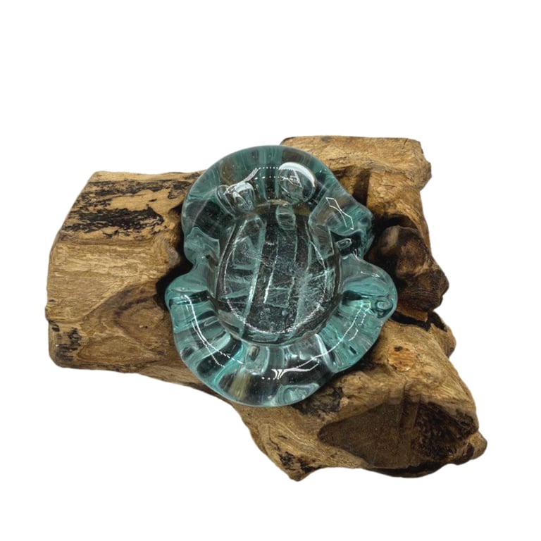 Molton Glass Candle Single Holder on Wooden Base