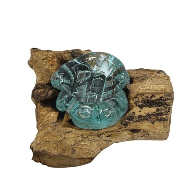 Molton Glass Candle Single Holder on Wooden Base