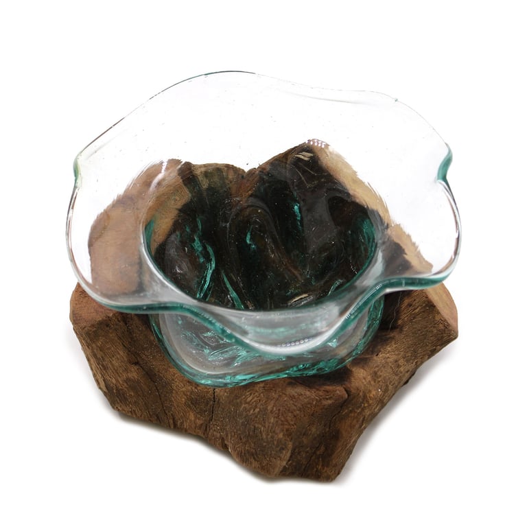 Glass Fancy Sweet Bowl (Wood Stand) - Molton Design