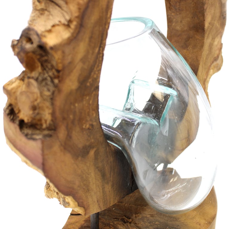 Glass Hanging Art Vase (Wooden Base) - Molton Decorative