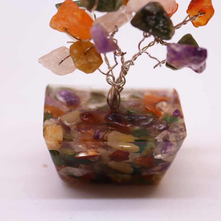 Mini Gemstone Tree on Orgonite Base - Multi Stones for Crystal Healing and Home Decor
