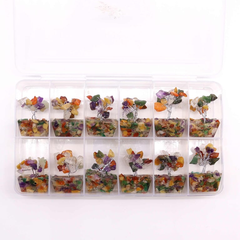 Mini Gemstone Tree on Orgonite Base - Multi Stones for Crystal Healing and Home Decor