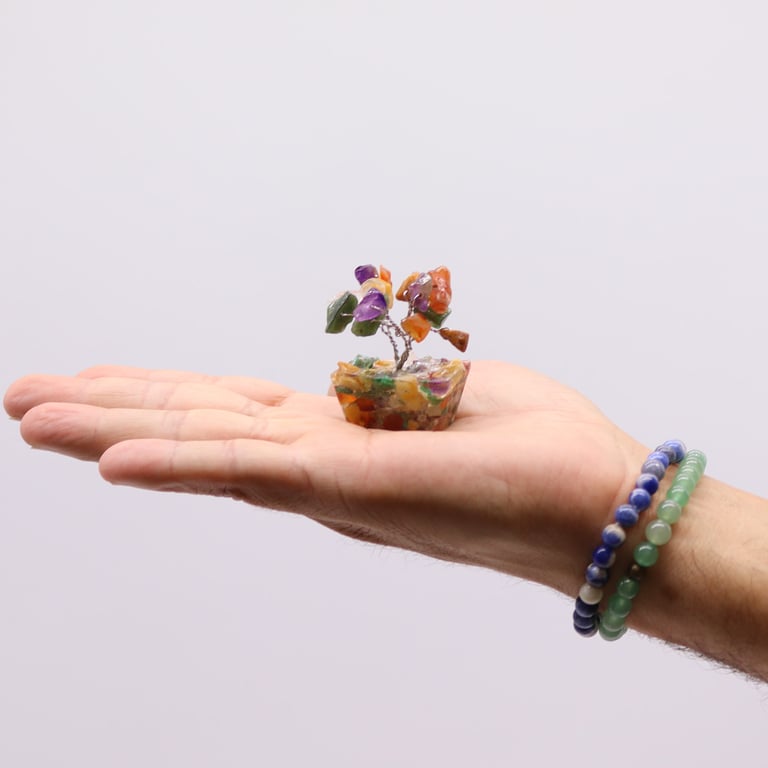 Mini Gemstone Tree on Orgonite Base - Multi Stones for Crystal Healing and Home Decor