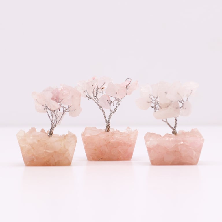 Mini Rose Quartz Gemstone Tree on Orgonite Base - Home Decor and Crystal Healing Gift