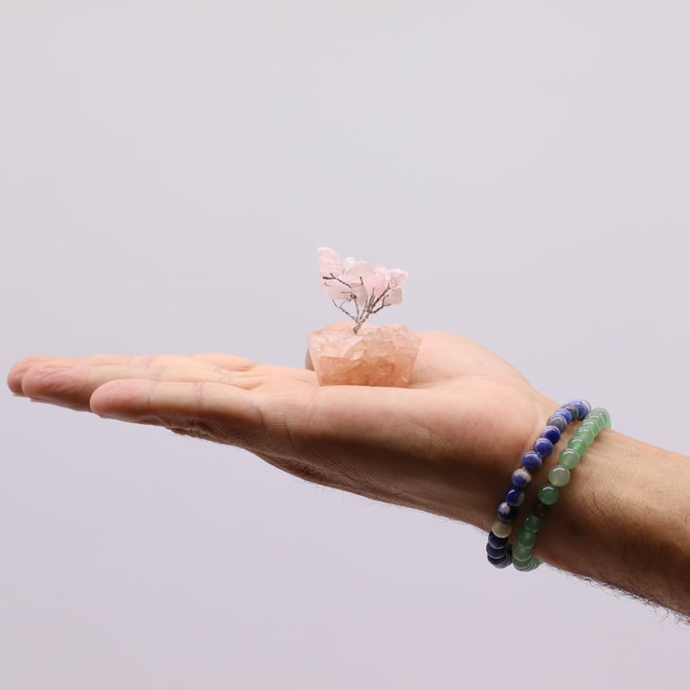 Mini Rose Quartz Gemstone Tree on Orgonite Base - Home Decor and Crystal Healing Gift