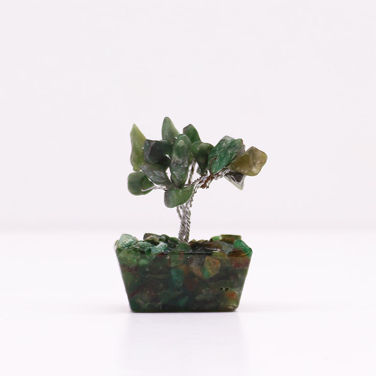 Mini Gemstone Tree on Green Aventurine Orgonite Base - Crystal Healing Home Decor