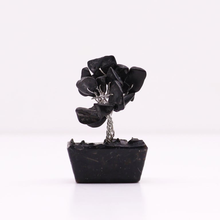 Mini Gemstone Tree on Black Agate Orgonite Base - Crystal Healing Decor