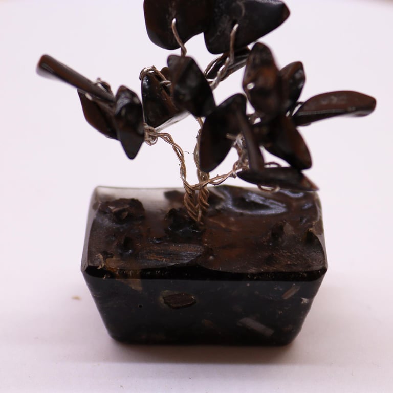 Mini Gemstone Tree on Black Agate Orgonite Base - Crystal Healing Decor