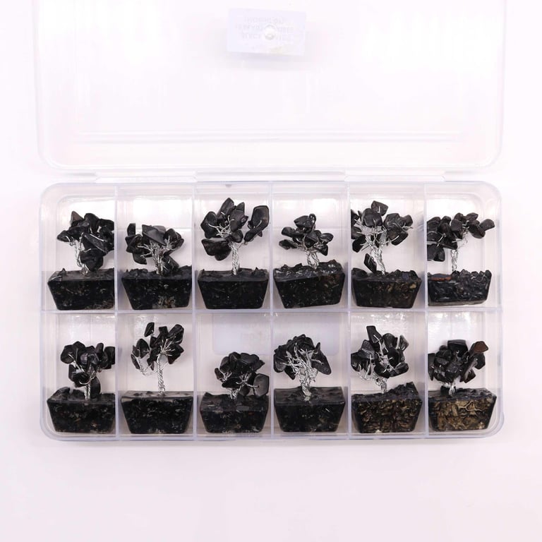 Mini Gemstone Tree on Black Agate Orgonite Base - Crystal Healing Decor