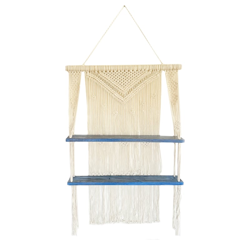 Handcrafted Blue Macrame Shelves - Durable & Decorative