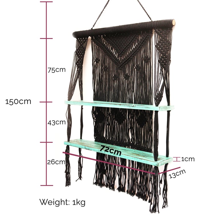 Macrame Hanging Shelves - Handcrafted Brown - HomeDecorum