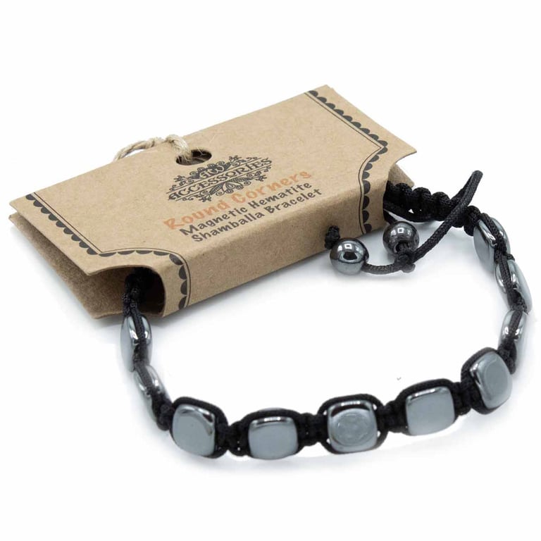 Magnetic Hematite Shamballa Bracelet - Round Corners, Crystal Healing & Magnetic Jewelry, Hematite Beads, Chakra Balancing