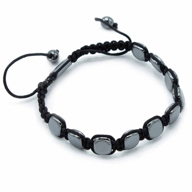 Magnetic Hematite Shamballa Bracelet - Round Corners, Crystal Healing & Magnetic Jewelry, Hematite Beads, Chakra Balancing