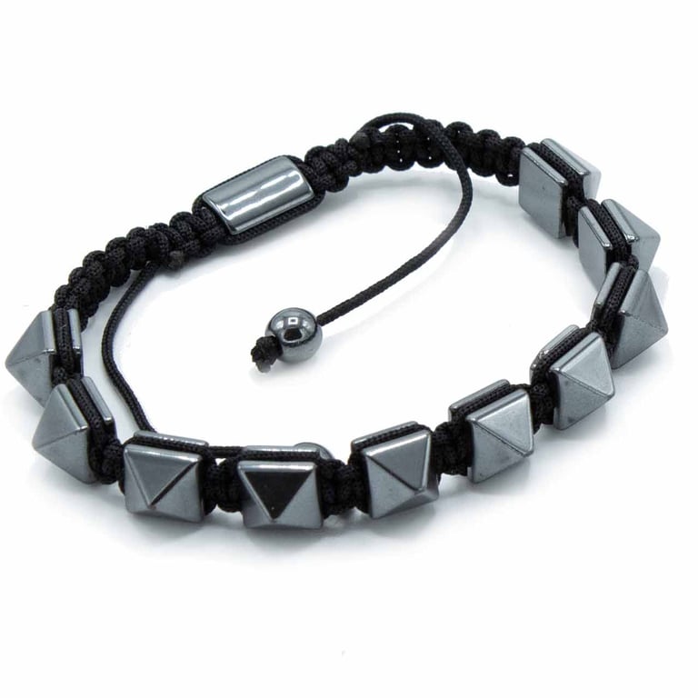 Magnetic Hematite Shamballa Bracelet - Pyramid Accents for Crystal Healing