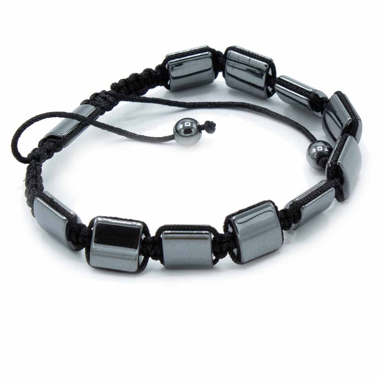 Magnetic Hematite Shamballa Double Cuboids Boho Bracelet