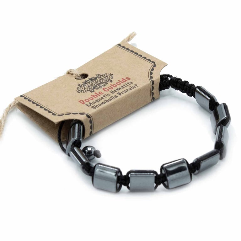 Magnetic Hematite Shamballa Double Cuboids Boho Bracelet