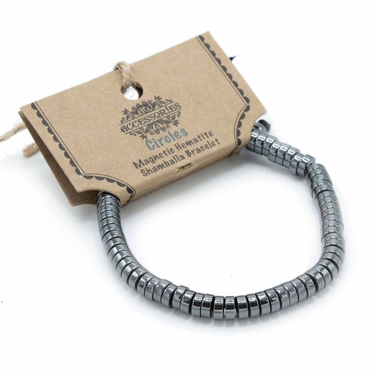 Magnetic Hematite Shamballa Circle Bracelet - Healing Crystal Stone Jewelry