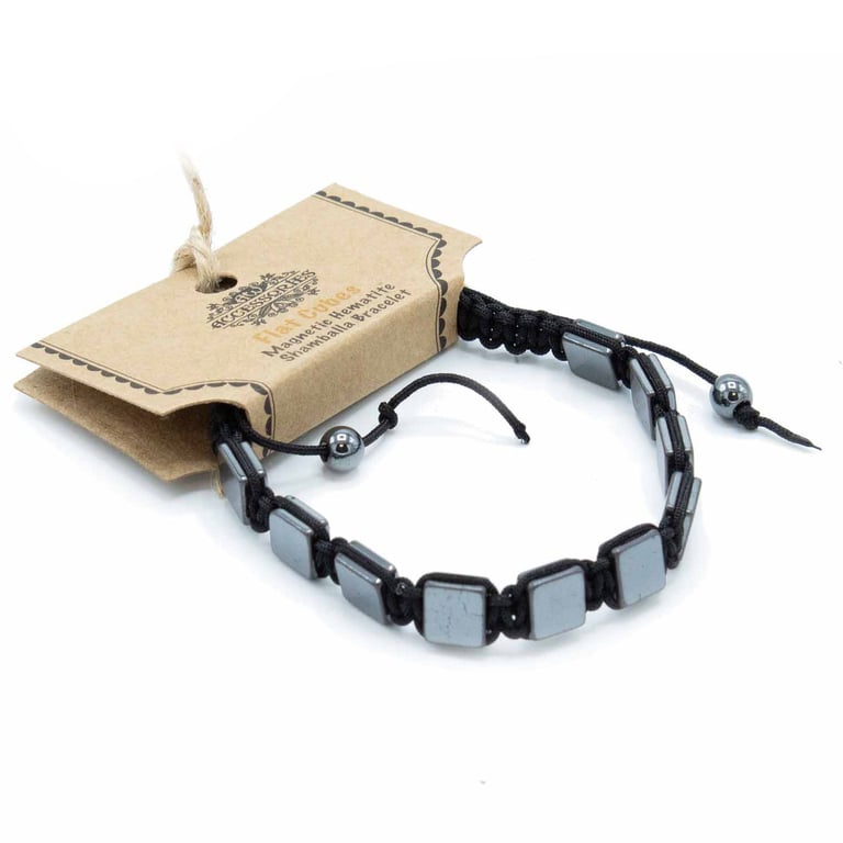 Magnetic Hematite Shamballa Crystal Flat Cubes Bracelet - Magnetic Stone Jewelry