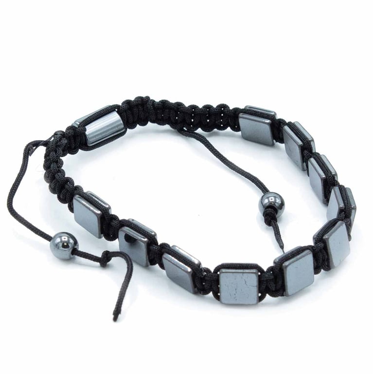 Magnetic Hematite Shamballa Crystal Flat Cubes Bracelet - Magnetic Stone Jewelry