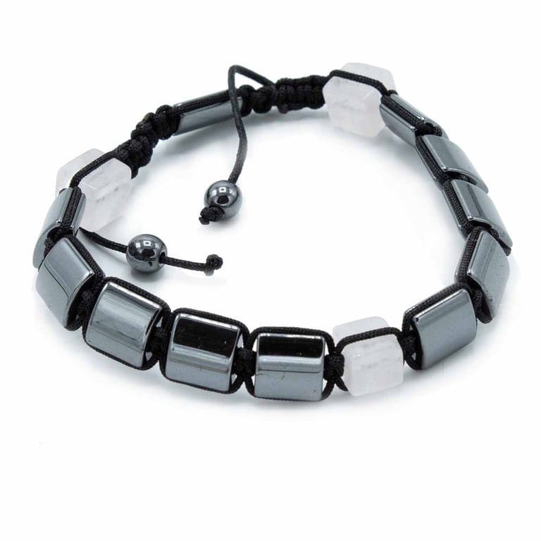Magnetic Hematite Shamballa Bracelet - Rose Cubic Hematite Stone Jewelry