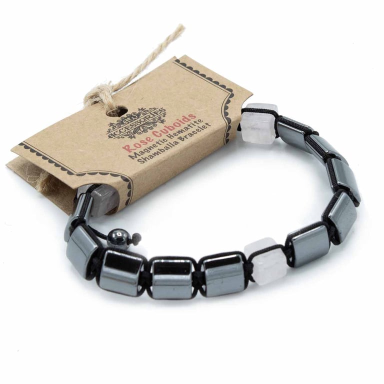 Magnetic Hematite Shamballa Bracelet - Rose Cubic Hematite Stone Jewelry