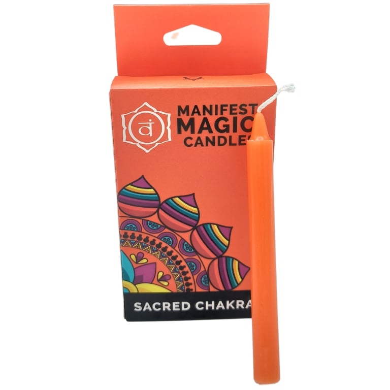 Manifest Magic Candles - Orange Sacred Chakra 12 Piece Candle Set for Home and Garden