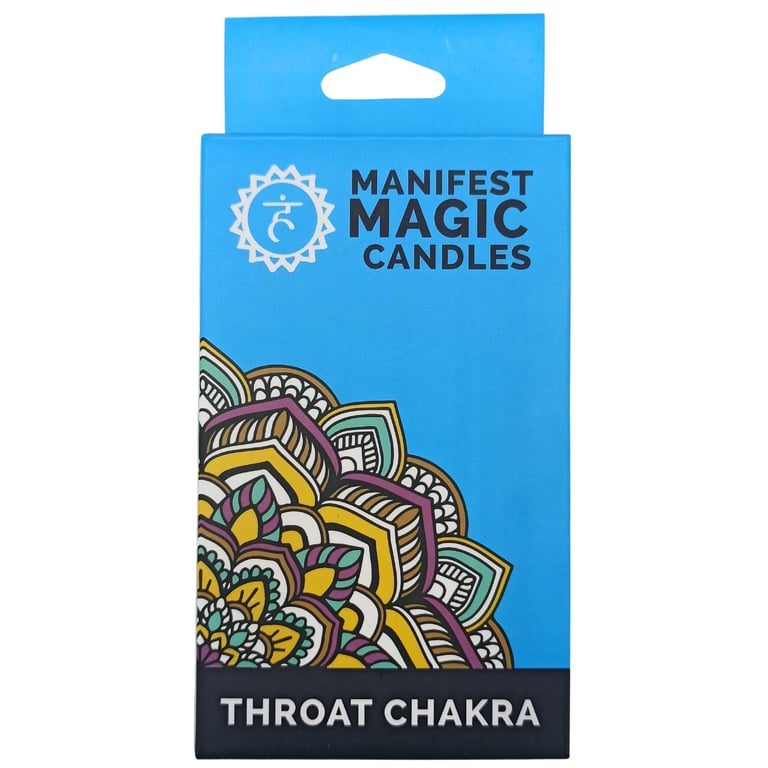 Manifest Magic Candles - Throat Chakra Balance, 12 Piece Set of Blue Home & Garden Aromatherapy Candles