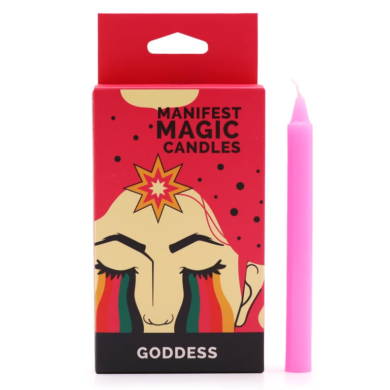 Manifest Magic Candles - 12 Piece Set of Pink Spiritual Home Decor and Witchcraft Supplies