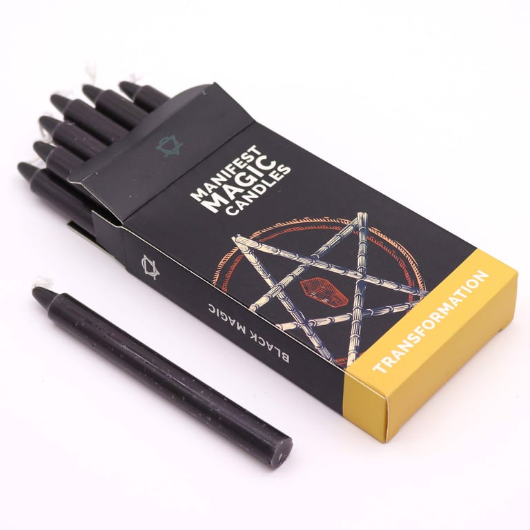 Manifest Magic Candles (Pack of 12) - Black for Home Decor and Witchcraft Rituals