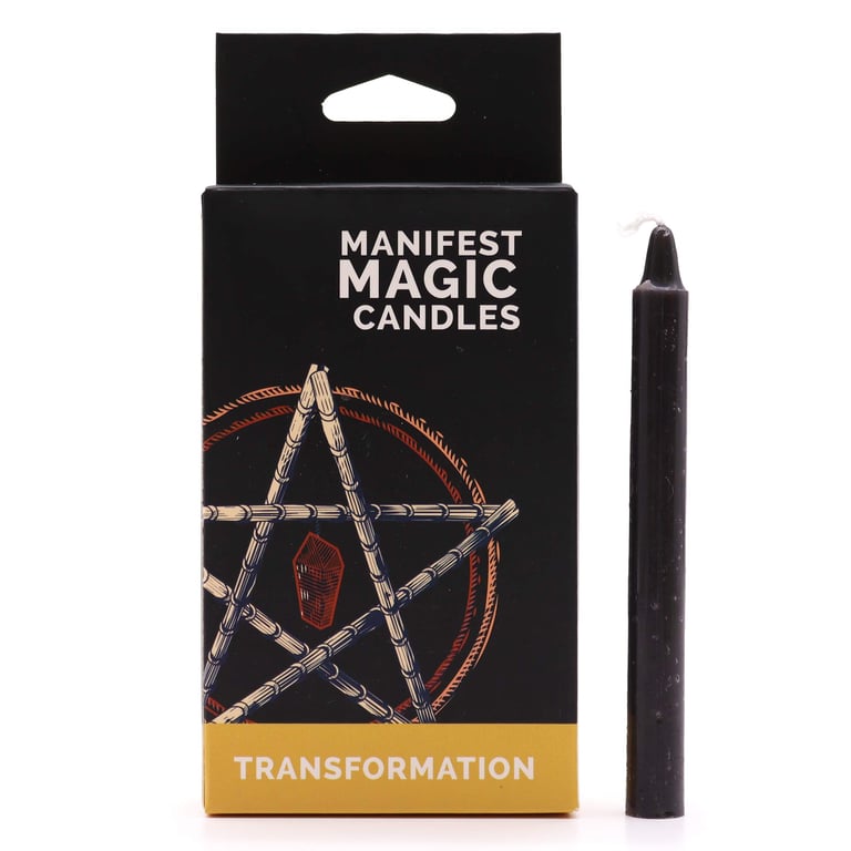 Manifest Magic Candles (Pack of 12) - Black for Home Decor and Witchcraft Rituals