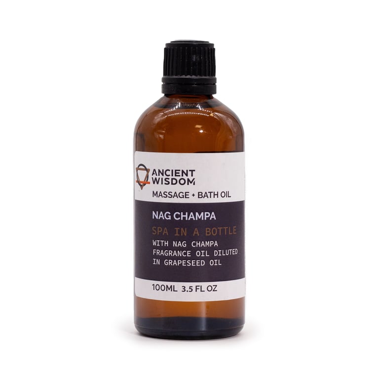 Nag Champa Aromatherapy Massage Oil 100ml - Relaxation and Stress Relief