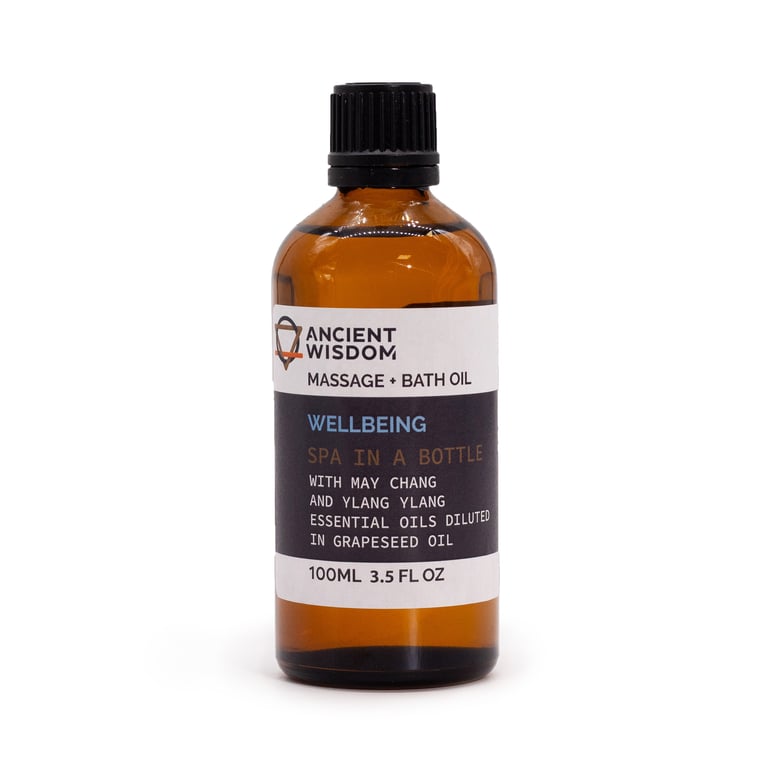 Natural Wellbeing Massage Oil - 100ml Aromatherapy Relaxation Home Spa Treatment