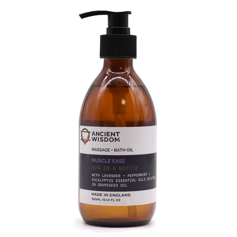 Aromatherapy Massage and Bath Oil - Muscle Ease 300ml for Relaxation and Pain Relief
