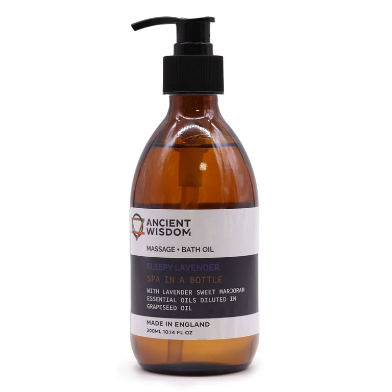Aromatherapy Sleepy Lavender Massage and Bath Oil - 300ml Relaxation Essential Oil Blend for Soothing Skincare and Sleep Aid