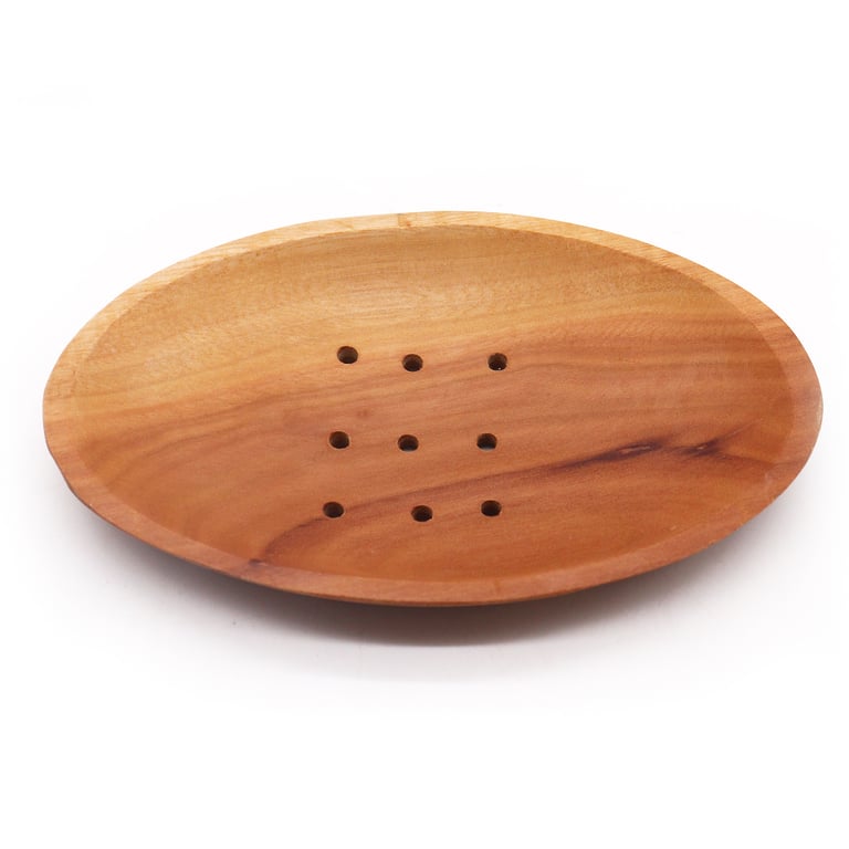 Classic Mahogany Oval Bathroom Soap Dish & Organizer - Wood Soap Holder